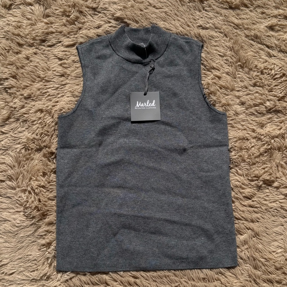 Marled Grey Mock Neck New with Tags Size M